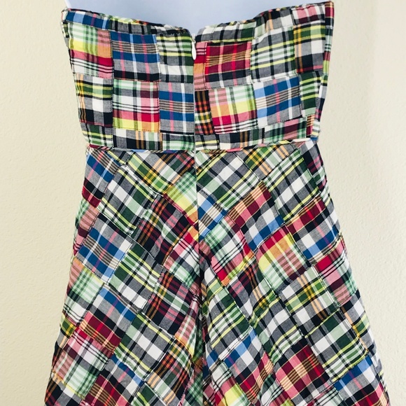 SOLD J. Crew Plaid Strapless Dress Size 8P - Picture 4 of 4